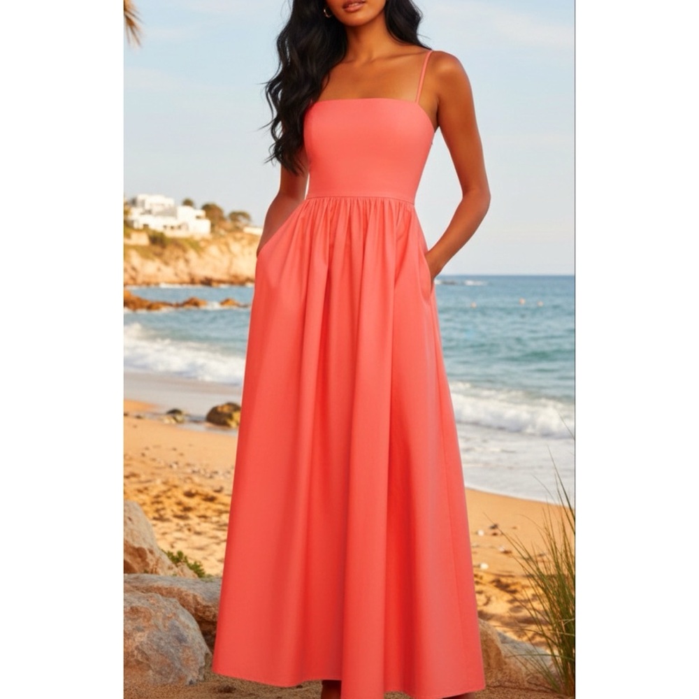 Susana Monaco Poplin Open Back Maxi Dress in Medium